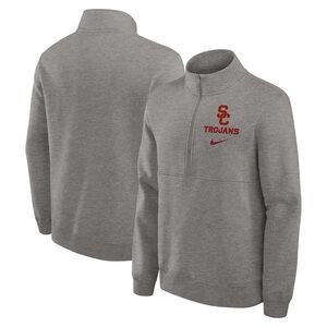 Men's Nike Heather Gray USC Trojans‎ Primetime Club Half-Zip Pullover sweatshirt